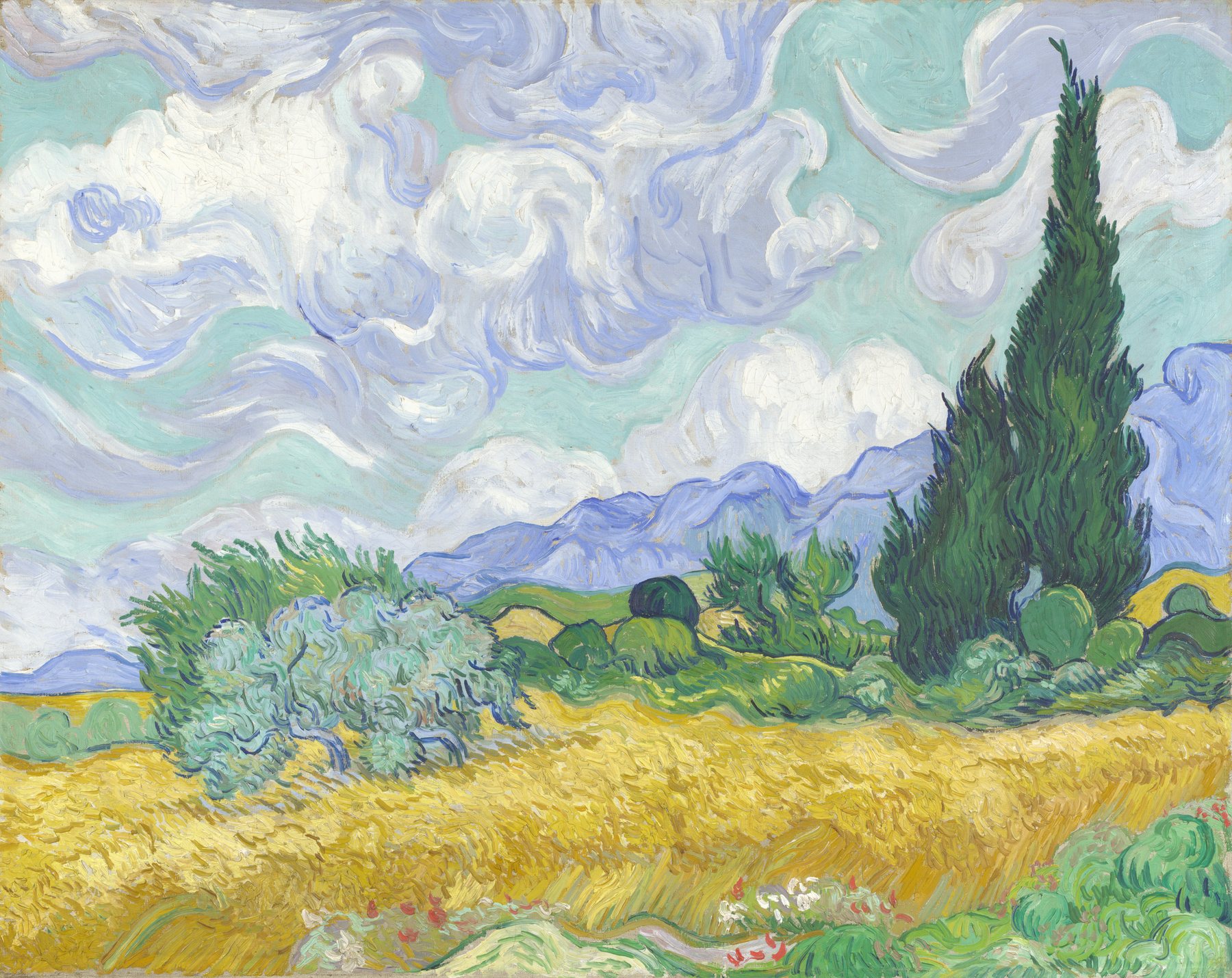 Wheat Field with Cypresses, Vincent van Gogh