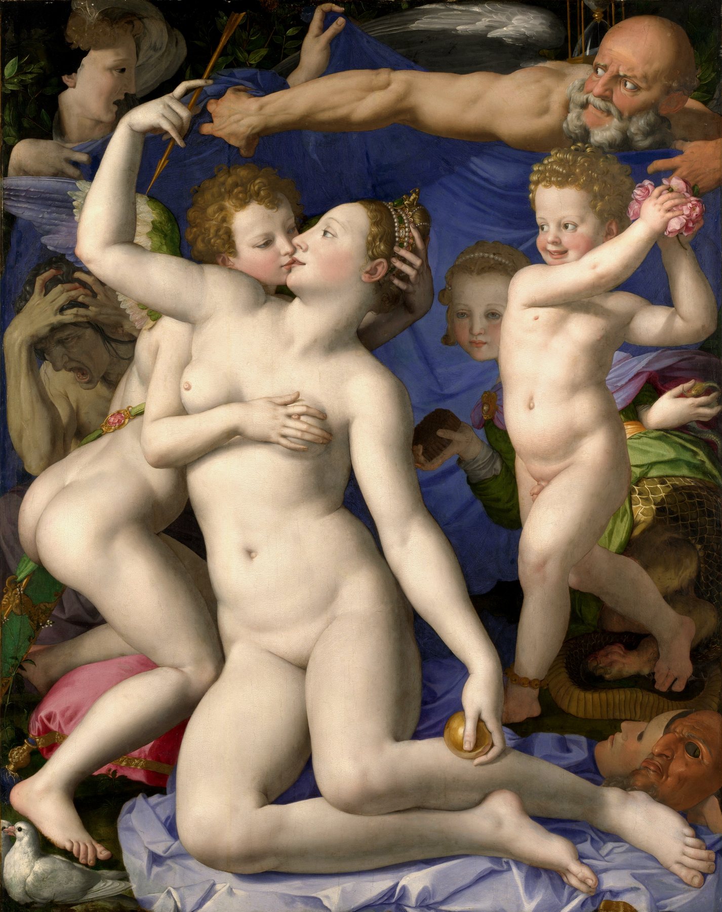 Allegory with Venus and Cupid (Venus, Cupid, Folly and Time), Agnolo Bronzino